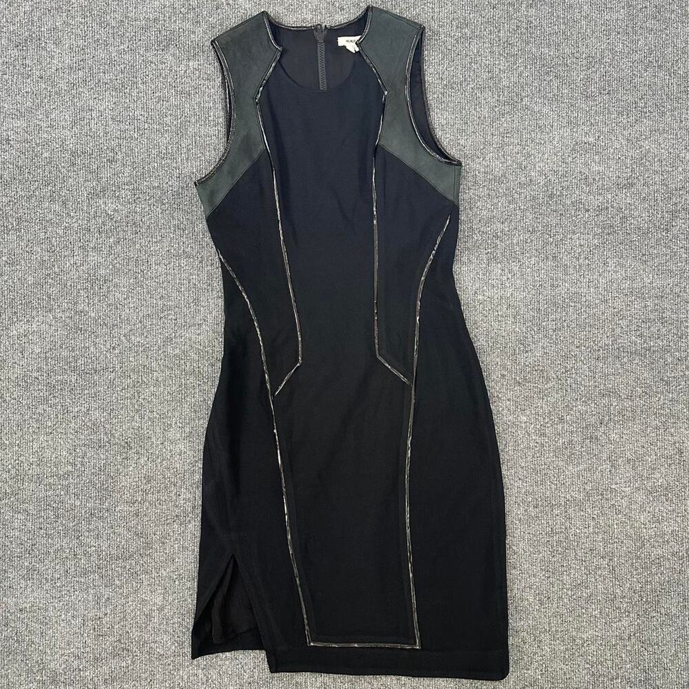 Helmut Lang Women’s Angora Leather Panel Cocktail Dress Little Black Dress 4